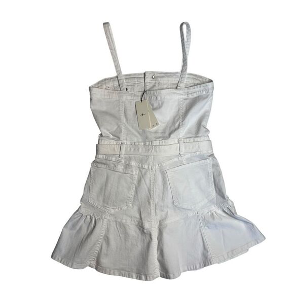 7FAM Seven For all Mankind Surplus Flounce White Denim Jean Dress Size Large NWT - Picture 10 of 12